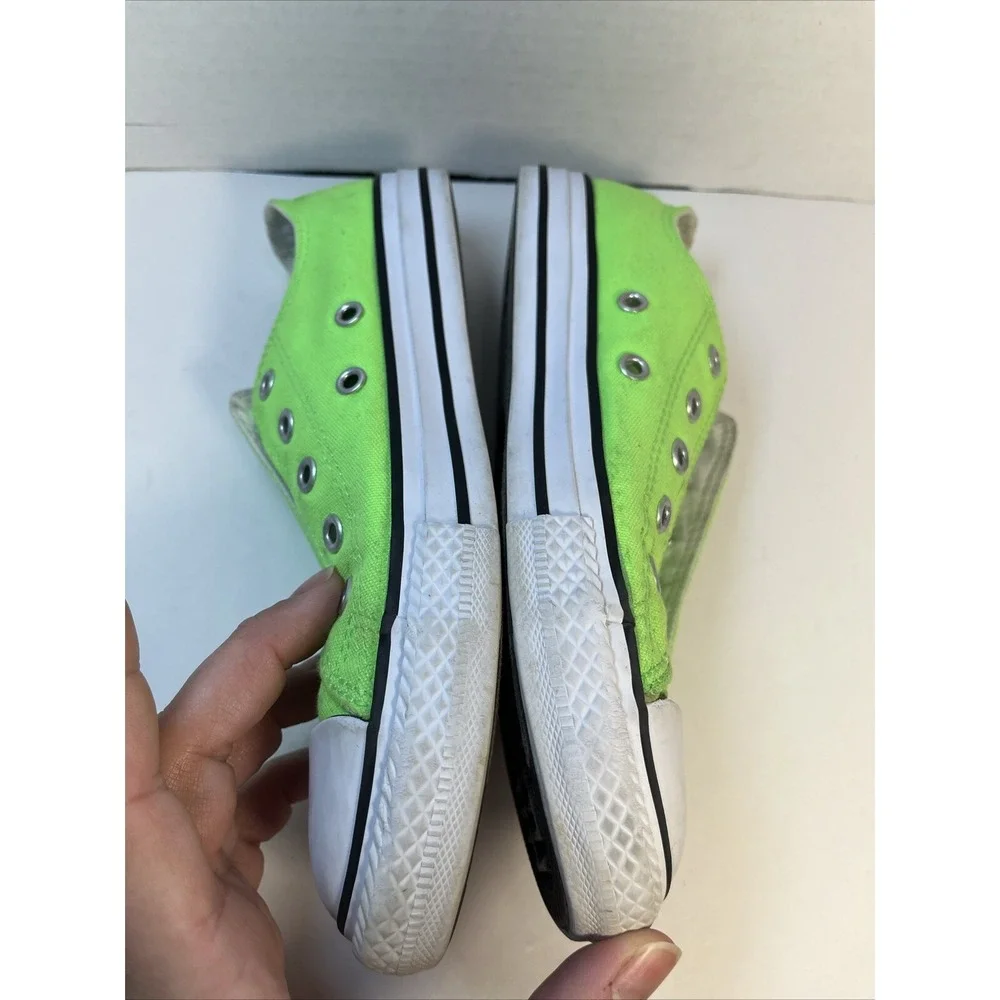 Converse All Star Neon Green Low Top Sneaker Shoes Sz 2 Youth No Laces